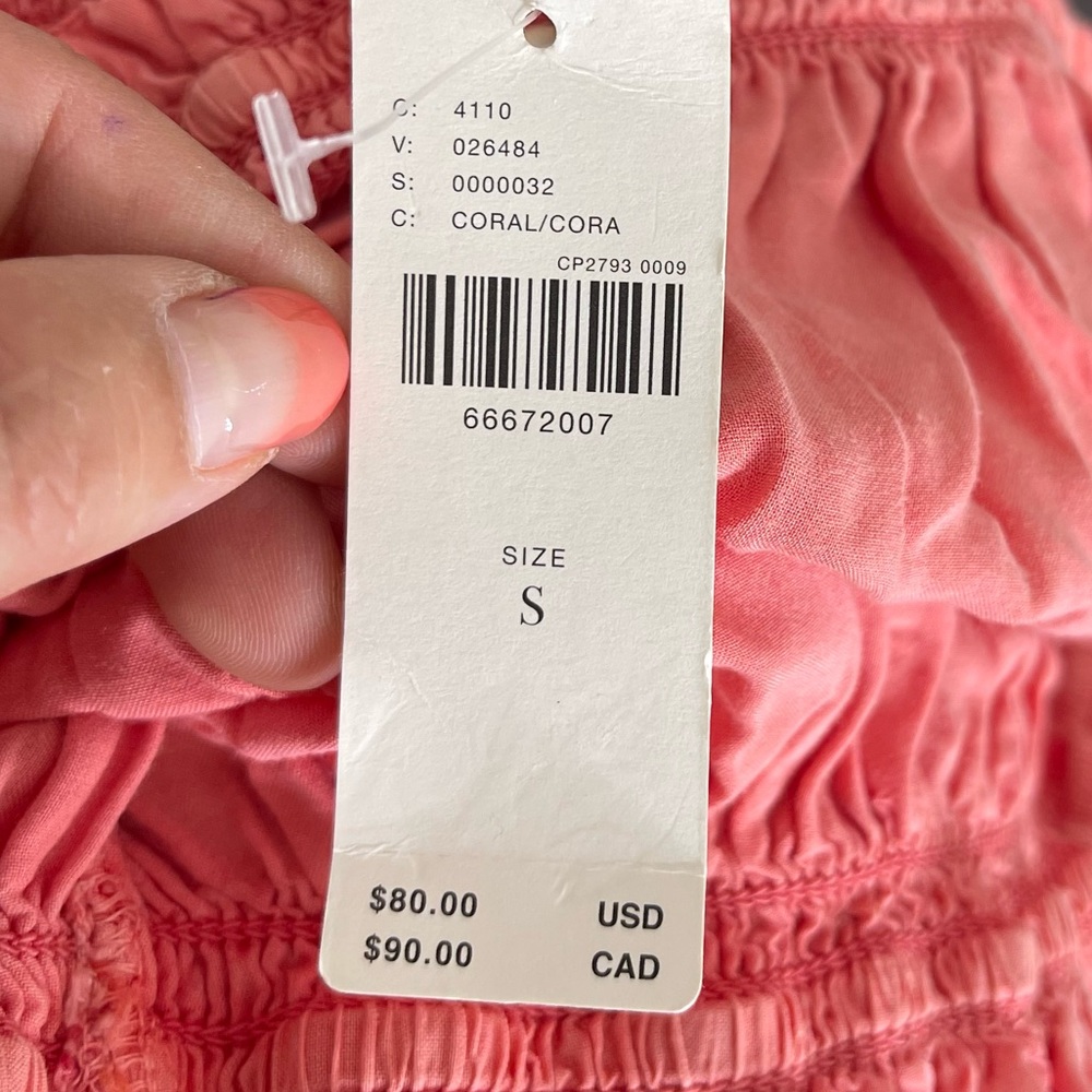 ANTHROPOLOGIE Pilcro Ruffled Ruched Slinky Tube Top in Coral - Picture 8 of 11